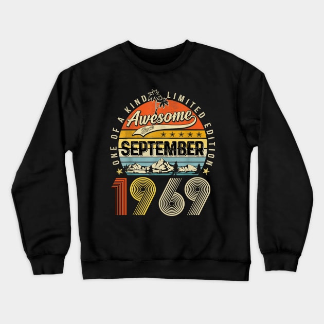 Awesome Since September 1969 Vintage 54th Birthday Crewneck Sweatshirt by Tagliarini Kristi